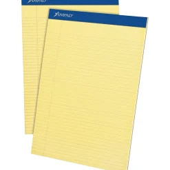 Notepads|Ampad Legal Pads, 8-1/2" x 11", Narrow Ruled, Canary, 50 Sheets/Pad, 4 Pads/Pack (20-215)