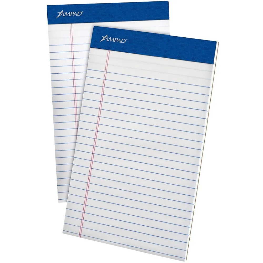 Notepads|Ampad Notepad, 5" x 8", College Ruled, White, 50 Sheets/Pad, 12 Pads/Pack (TOP 20-170)