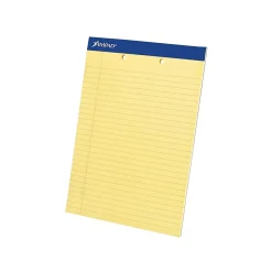 Notepads|Ampad Notepads, 8.5" x 11.75", Wide Ruled, Canary, 50 Sheets/Pad, 12 Pads/Pack (TOP 20-224)
