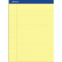 Notepads|Ampad Notepads, 8.5" x 11.75", Wide Ruled, Canary, 50 Sheets/Pad, 12 Pads/Pack (TOP20-220)