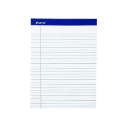 Notepads|Ampad Perforated Notepads, 8.5" x 11.75", Wide Ruled, White, 50 Sheets/Pad, 12 Pads/Pack (TOP 20-360)