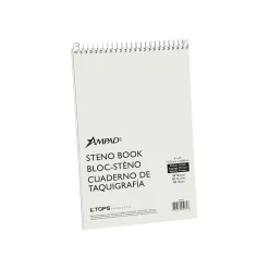 Notepads|Ampad Steno Book, 6" x 9", Pitman Ruled, 80 Sheets, White/Green (TOP 25-275)