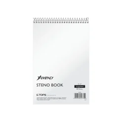 Notepads|Ampad Steno Pad, 6" x 9", Gregg Ruled, White, 80 Sheets/Pad (TOP 25-774)