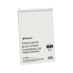 Notebooks|Ampad Steno Pad, 6" x 9", Gregg Ruled, White Cover, 80 Sheets/Pad (TOP25-274)