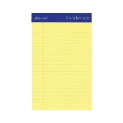 Notepads|Ampad  Evidence Notepads, 5" x 8", College Rule, Canary, 50 Sheets/Pad, 12 Pads/Pack (TOP20-204)