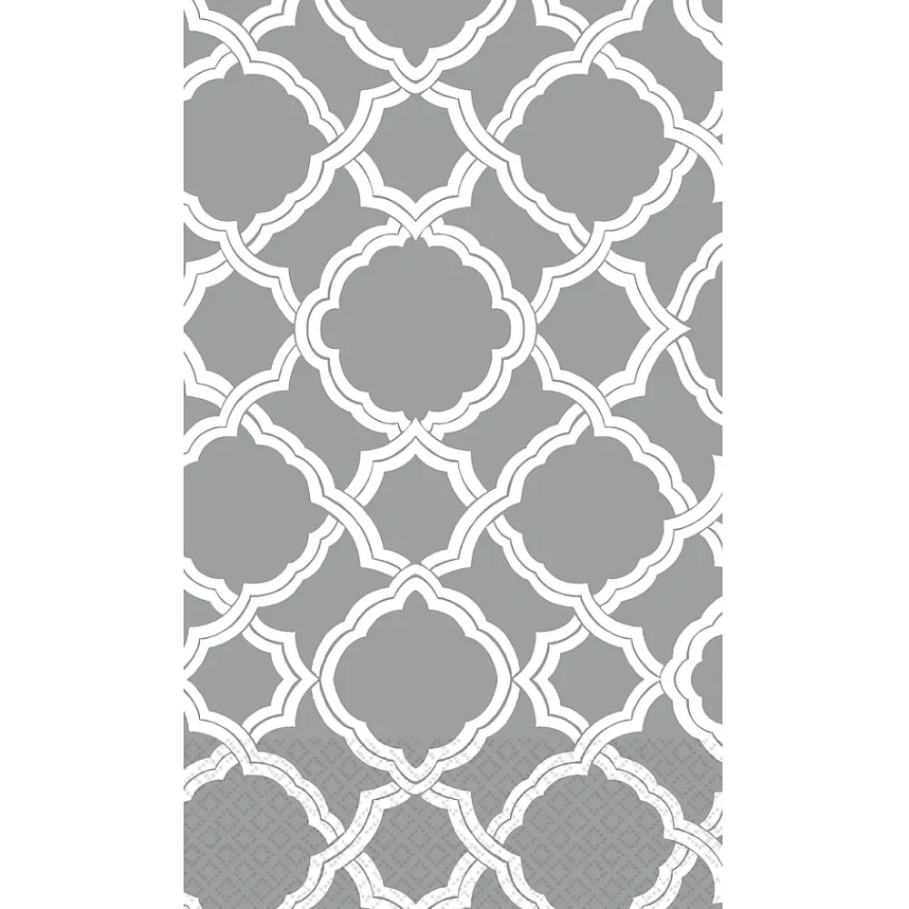 Amscan Modern Elegance Guest Towel, 2-ply, Gray/White, 16 Napkins/Pack, 4/Pack (530051)