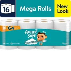 Mega Toilet Paper, 2-ply, White, 320 Sheets/Roll, 16 Rolls/Case (79423/02/01)<Angel Soft Best