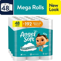 Mega Toilet Paper, 2-Ply, White, 320 Sheets/Roll, 48 Rolls/Pack (79403/50)<Angel Soft Discount