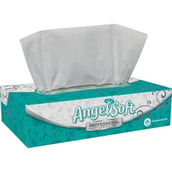 Professional Series Facial Tissue, 2-Ply, White, Flat Box, 100 Sheets/Box, 1 Box/Pack (48580)<Angel Soft New