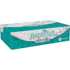Professional Series Facial Tissue, 2-Ply, White, Flat Box, 100 Sheets/Box, 1 Box/Pack (48580)<Angel Soft New