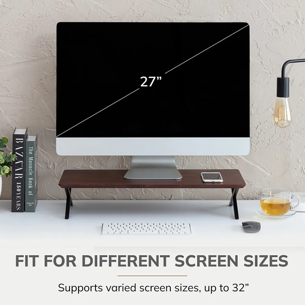 Outlet Anji Mountain Acacia Wood & Metal Monitor Stand, Up to 32" Monitor, (MS-WAL-04BLK) Walnut