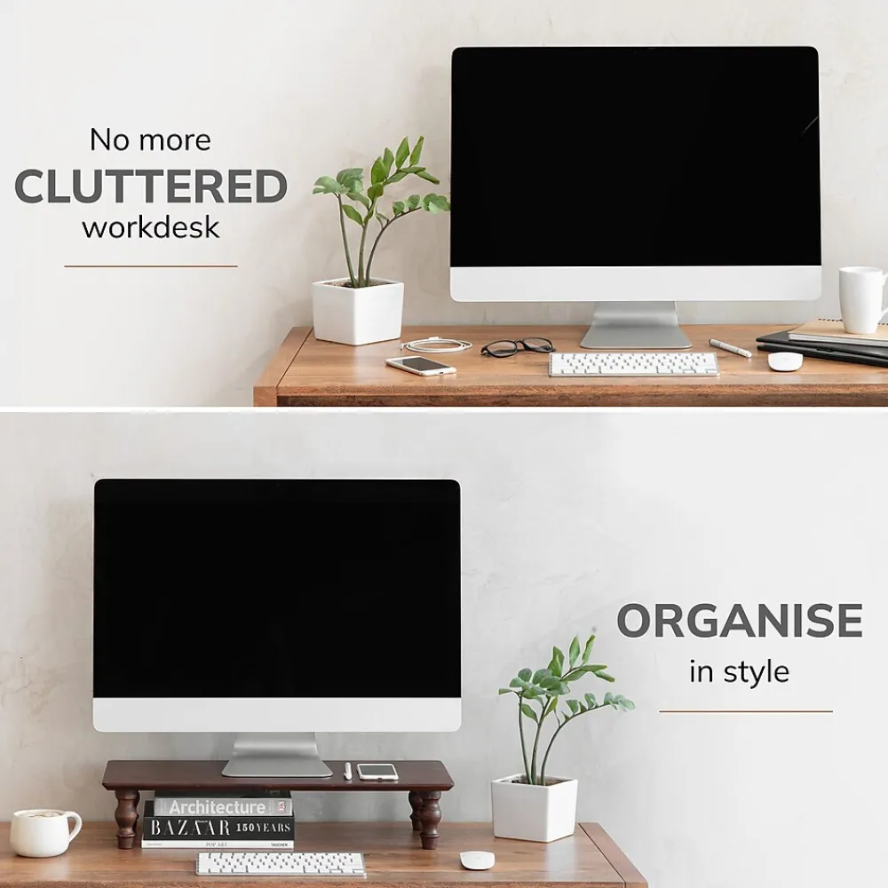 Outlet Anji Mountain Acacia Wood Monitor Stand, Up to 32" Monitor, (MS-WAL-01WAL) Walnut