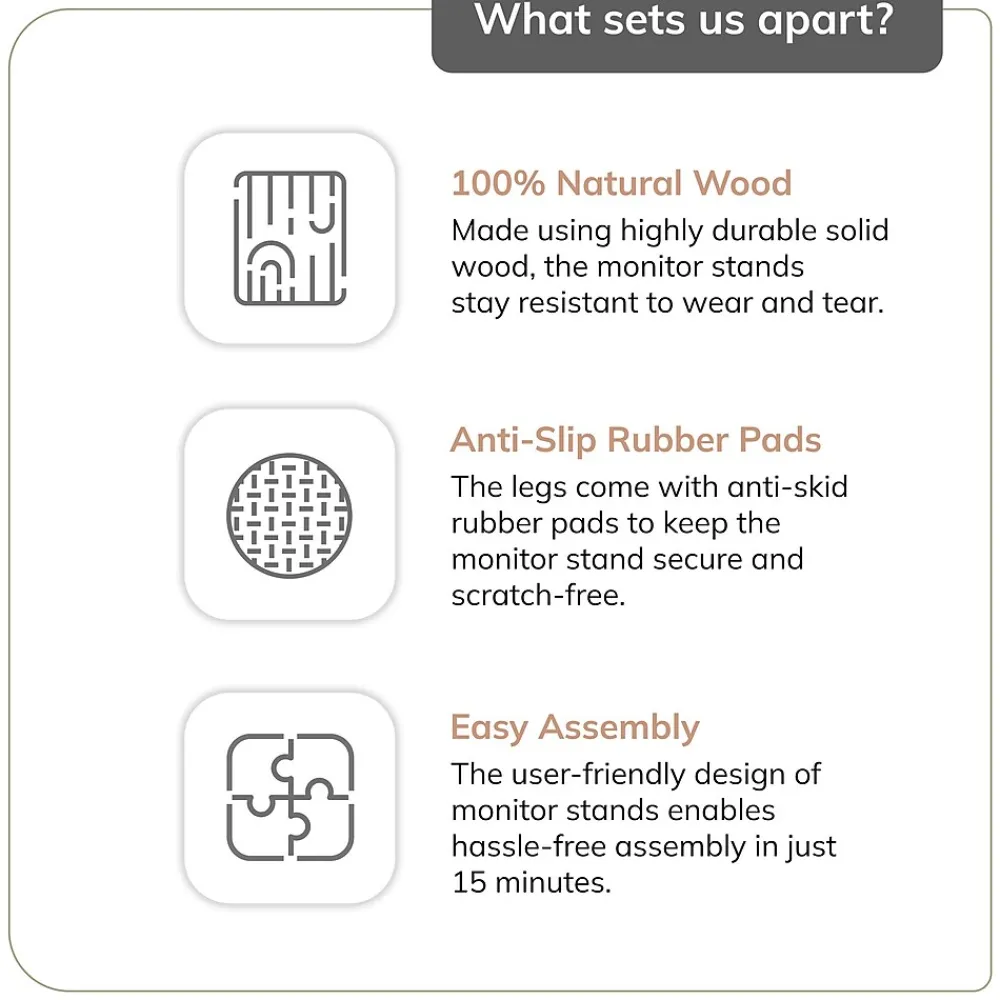 Outlet Anji Mountain Acacia Wood Monitor Stand, Up to 32" Monitor, (MS-WAL-01WAL) Walnut