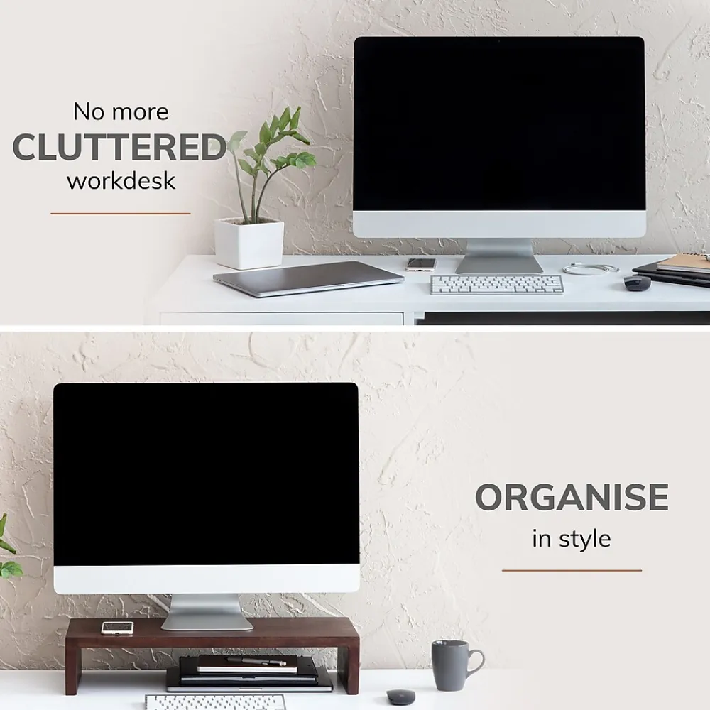 Anji Mountain Mango Wood Monitor Stand, Up to 32" Monitor, (MS-FNG-WAL) Walnut