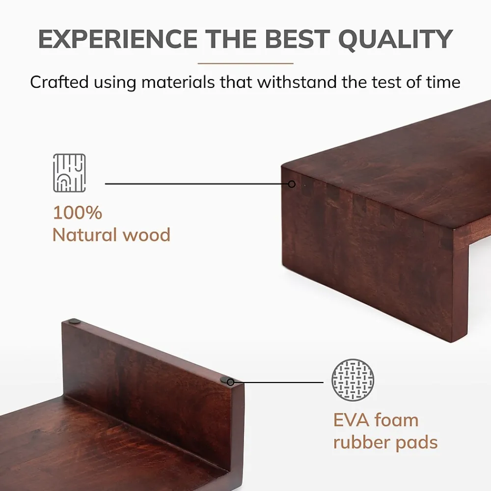 Anji Mountain Mango Wood Monitor Stand, Up to 32" Monitor, (MS-FNG-WAL) Walnut