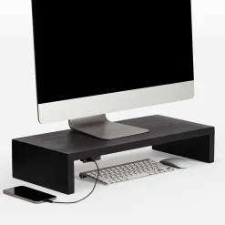 New Anji Mountain Mango Wood Monitor Stand, Up to 32" Monitor, (MS-FNG-BLK-P) Black