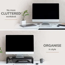 New Anji Mountain Mango Wood Monitor Stand, Up to 32" Monitor, (MS-FNG-BLK-P) Black