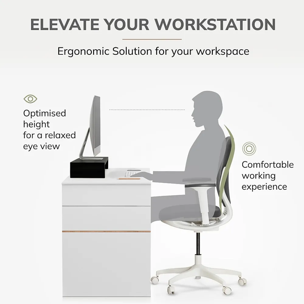 New Anji Mountain Mango Wood Monitor Stand, Up to 32" Monitor, (MS-FNG-BLK-P) Black