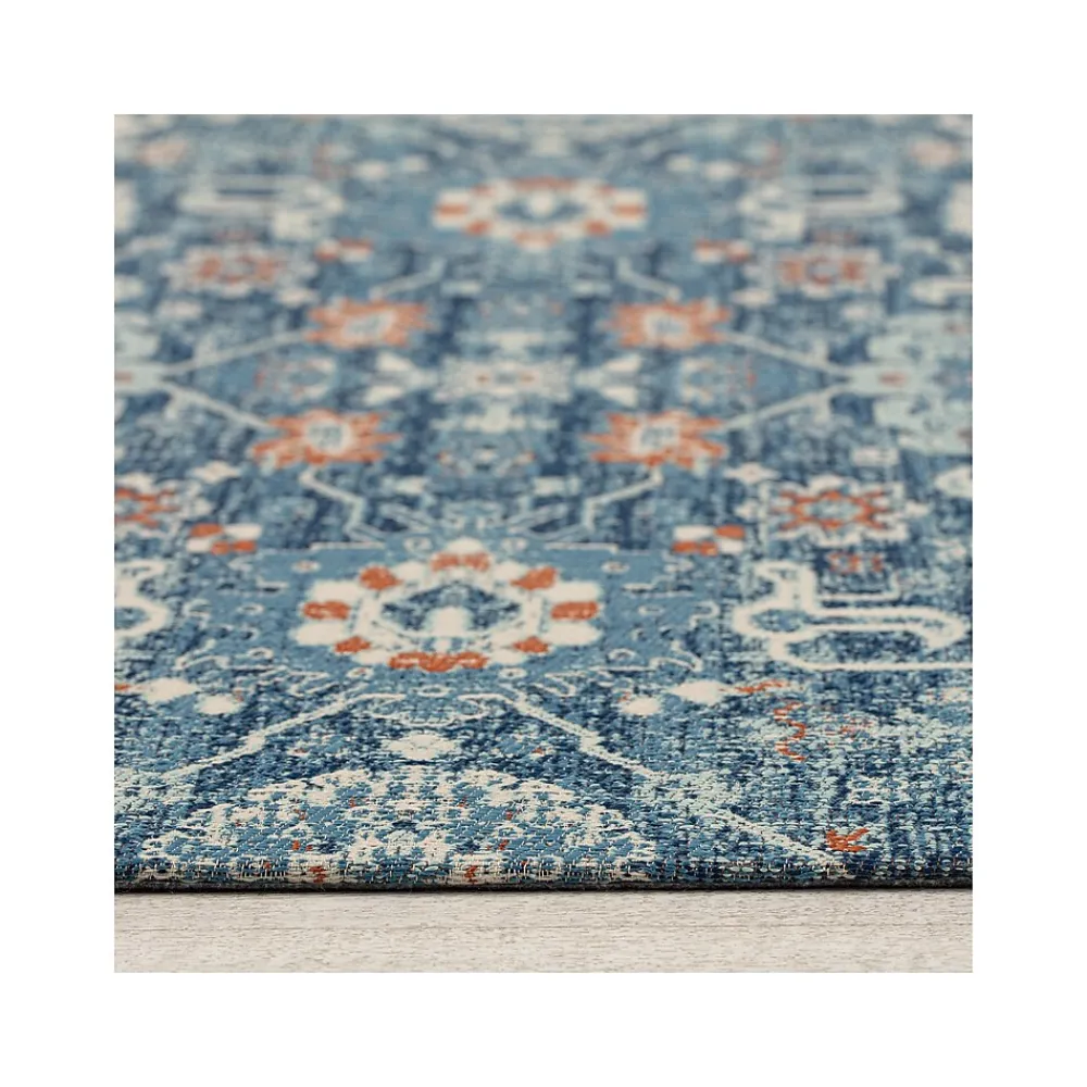 Chair Mats*Anji Mountain Rug'd Alta Carpet & Hard Floor Chair Mat, 36" x 48", Blue/Ivory Polyester (AMB9033)