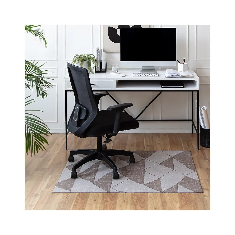 Chair Mats*Anji Mountain Rug'd Dormis Carpet & Hard Floor Chair Mat, 36" x 48", Brown/Beige Polyester (AMB9038)