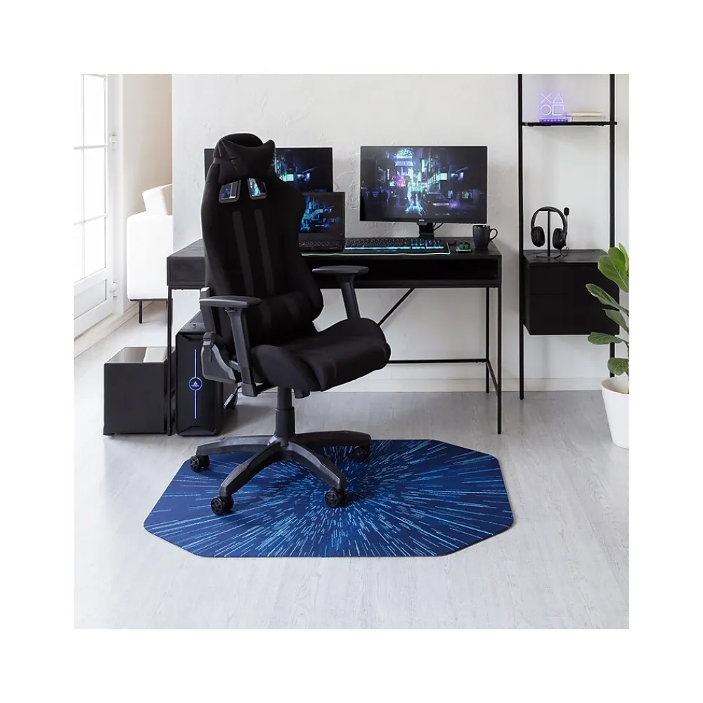 Chair Mats*Anji Mountain Rug'd Galaxy Carpet & Hard Floor Gaming Chair Mat, 36" x 48", Blue (AMB9116)