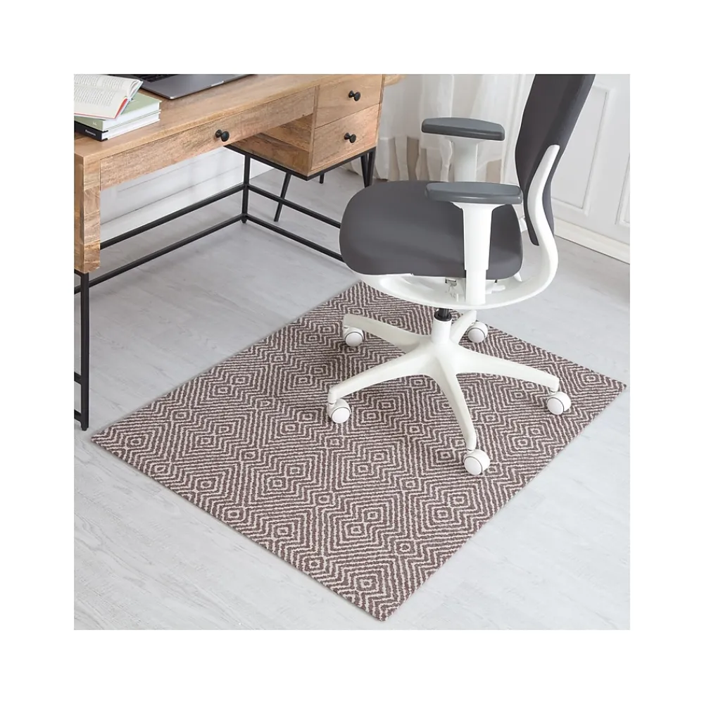 Chair Mats*Anji Mountain Rug'd Luxor Carpet & Hard Floor Chair Mat, 36" x 48", Brown/Ivory (AMB9019)