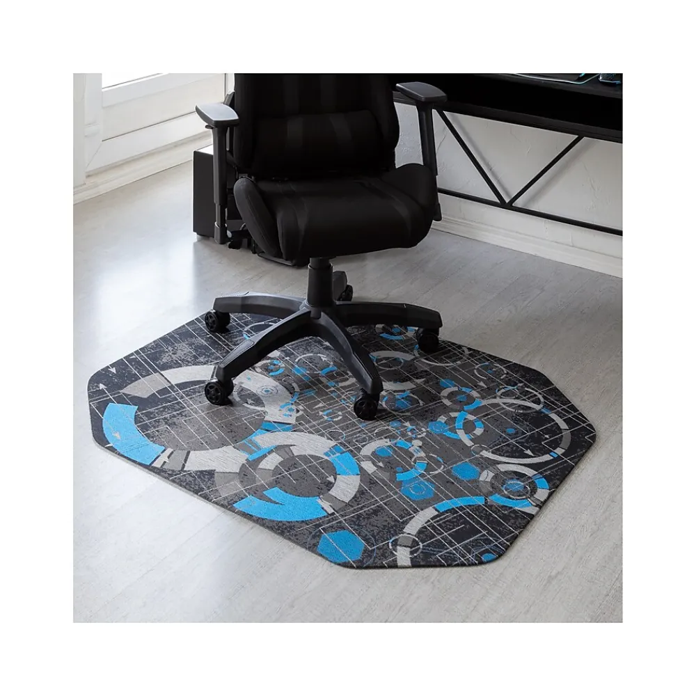 Chair Mats*Anji Mountain Rug'd Refracted Carpet & Hard Floor Chair Mat, 36" x 48", Gray/Blue (AMB9112)