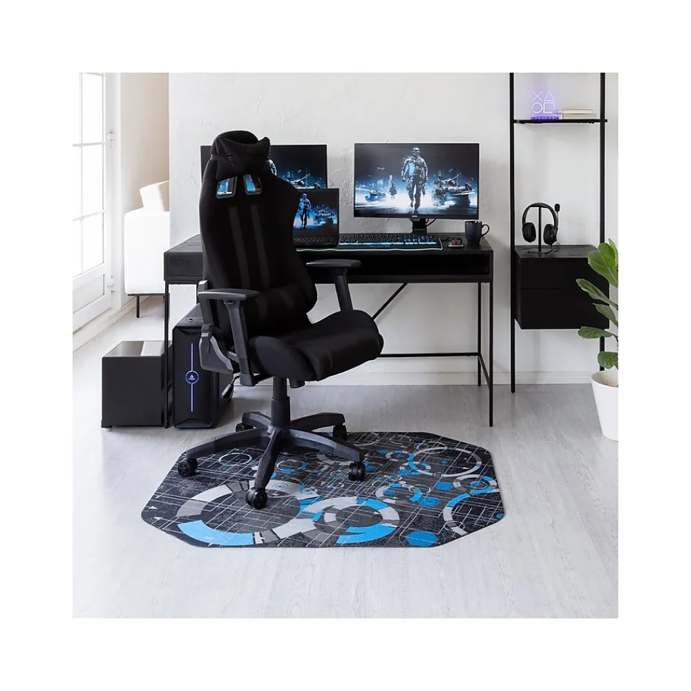 Chair Mats*Anji Mountain Rug'd Refracted Carpet & Hard Floor Chair Mat, 36" x 48", Gray/Blue (AMB9112)