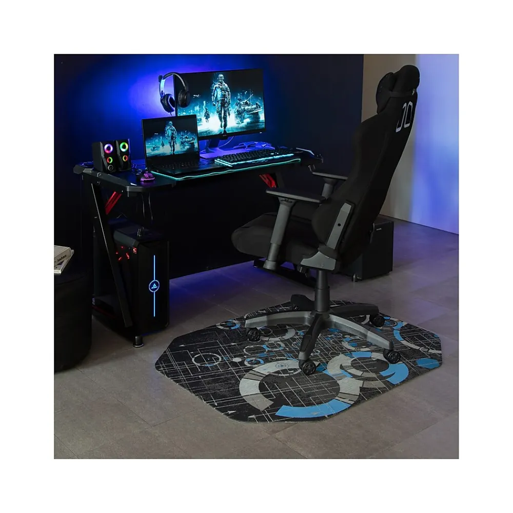 Chair Mats*Anji Mountain Rug'd Refracted Carpet & Hard Floor Chair Mat, 36" x 48", Gray/Blue (AMB9112)