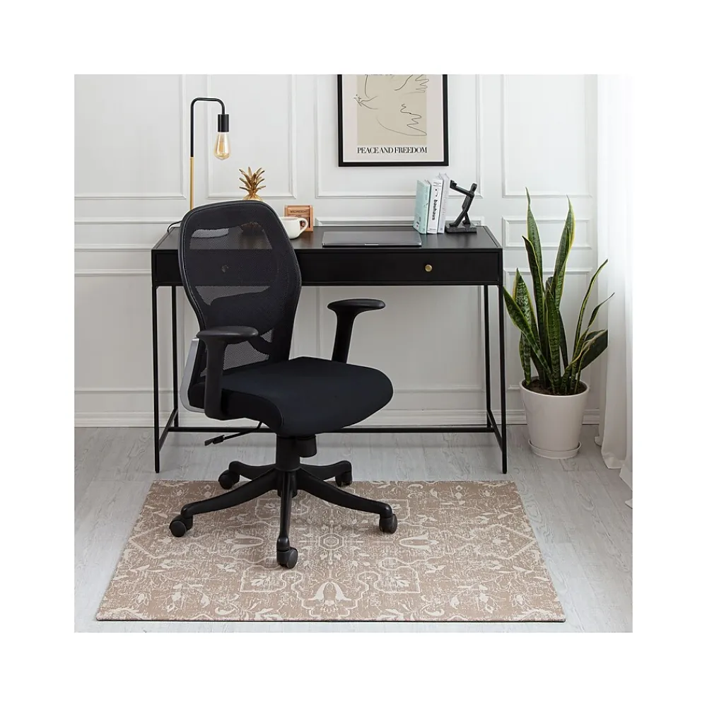 Chair Mats*Anji Mountain Rug'd Tamanrasset Carpet & Hard Floor Chair Mat, 36" x 48", Ivory/Brown Polyester (AMB9034)