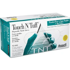 Touch N Tuff® Powder-Free Nitrile Disposable Gloves, Teal, X-Large, 100/Box<Ansell Clearance