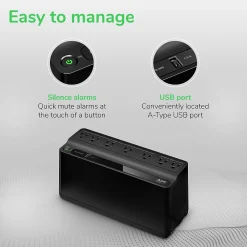 APC Back-UPS BE Series 600VA 7-Outlet Desktop Battery Backup & Surge Protector w/ USB, Black (BE600M1)
