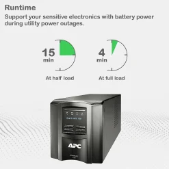 APC Series 750VA UPS with SmartConnect, 6-Outlets, Black (SMT750C)