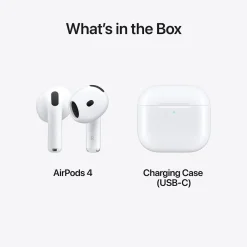 AirPods 4 Wireless Ambient Sound Earbuds with USB-C Charging Case, 4th Generation, Bluetooth, White (MXP63LL/A)<Apple Online