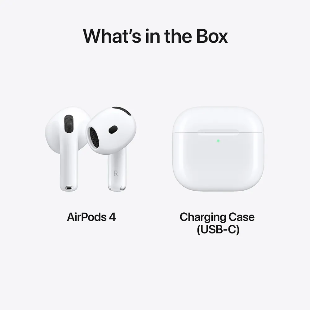 AirPods 4 Wireless Ambient Sound Earbuds with USB-C Charging Case, 4th Generation, Bluetooth, White (MXP63LL/A)<Apple Online