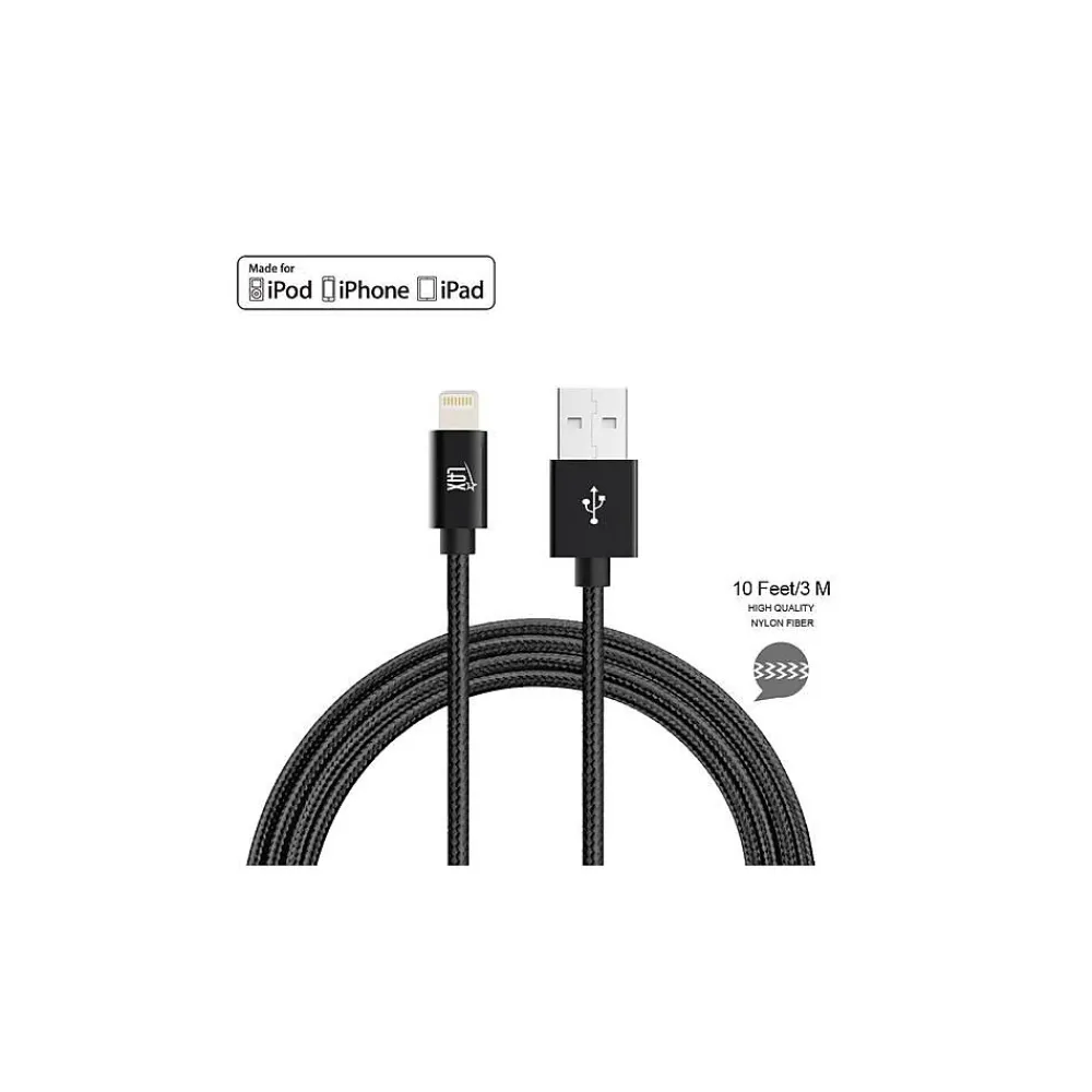 Apple Certified Durable Lightning Cable for iPhone/iPad, 10-ft, Black (LGHTMFI10FT-BLK)<LAX Gadgets Outlet