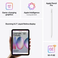 iPad mini (A17 Pro) 8.3" Tablet, WiFi, 128GB, Starlight (MXN83LL/A)<Apple Discount