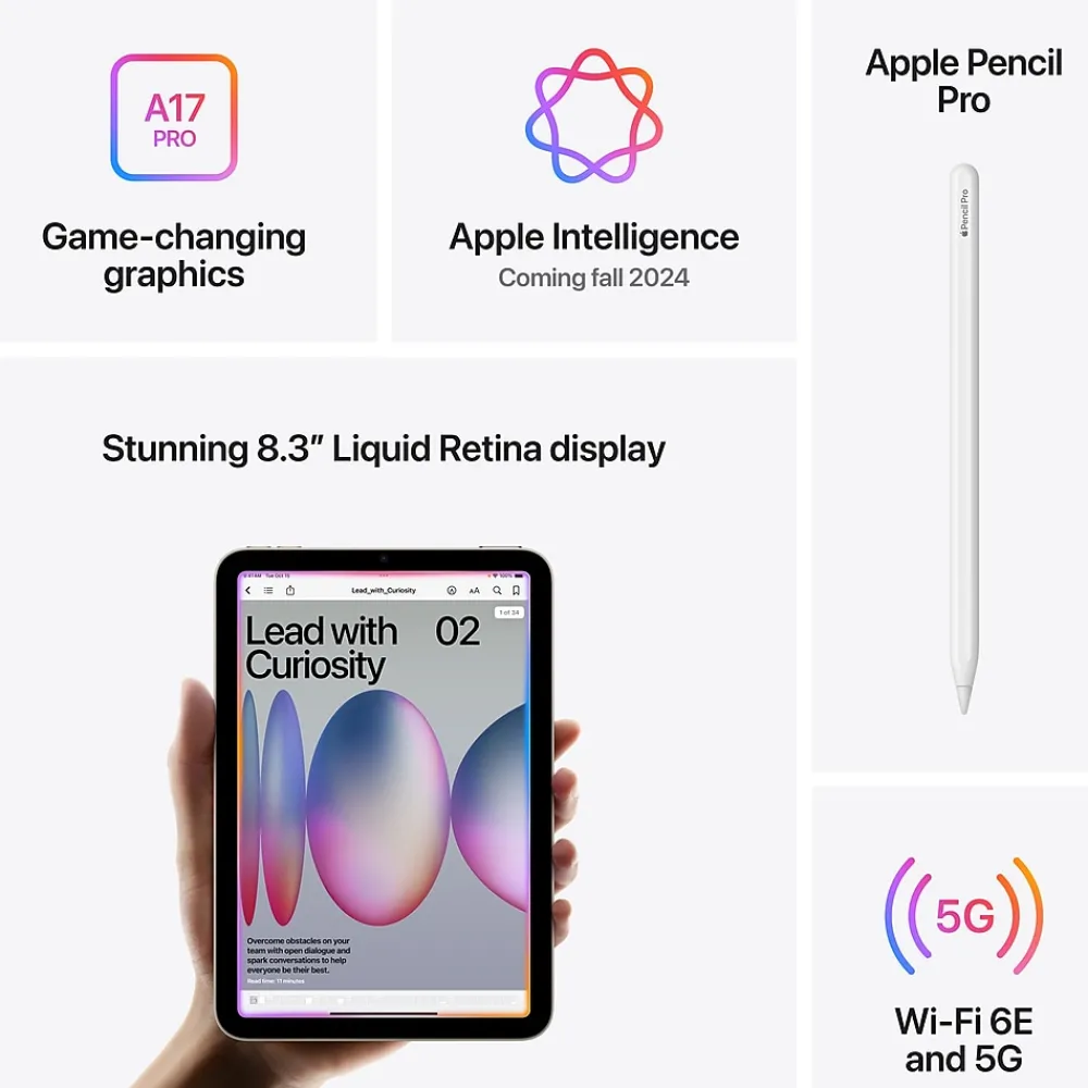 iPad mini (A17 Pro) 8.3" Tablet, Wi-Fi + Cellular, 128GB, Purple (MXPR3LL/A)<Apple Outlet