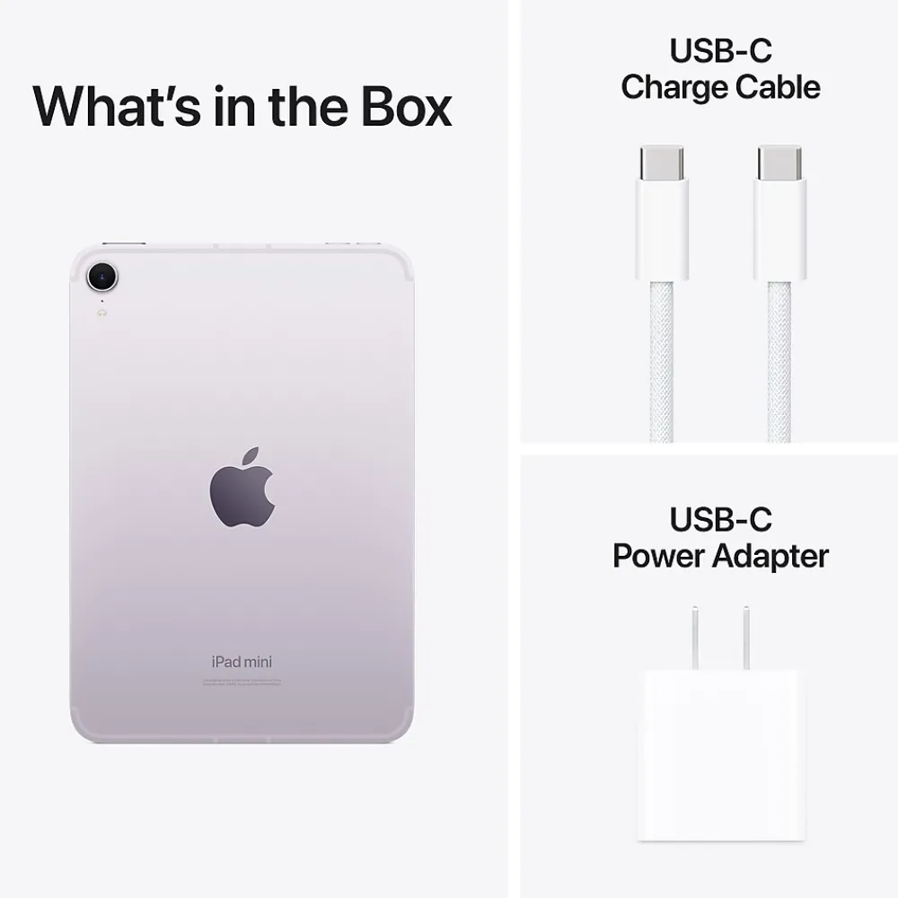 iPad mini (A17 Pro) 8.3" Tablet, Wi-Fi + Cellular, 128GB, Purple (MXPR3LL/A)<Apple Outlet