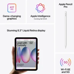 iPad mini (A17 Pro) 8.3" Tablet, WiFi, 512GB, Purple (MYH33LL/A)<Apple Discount