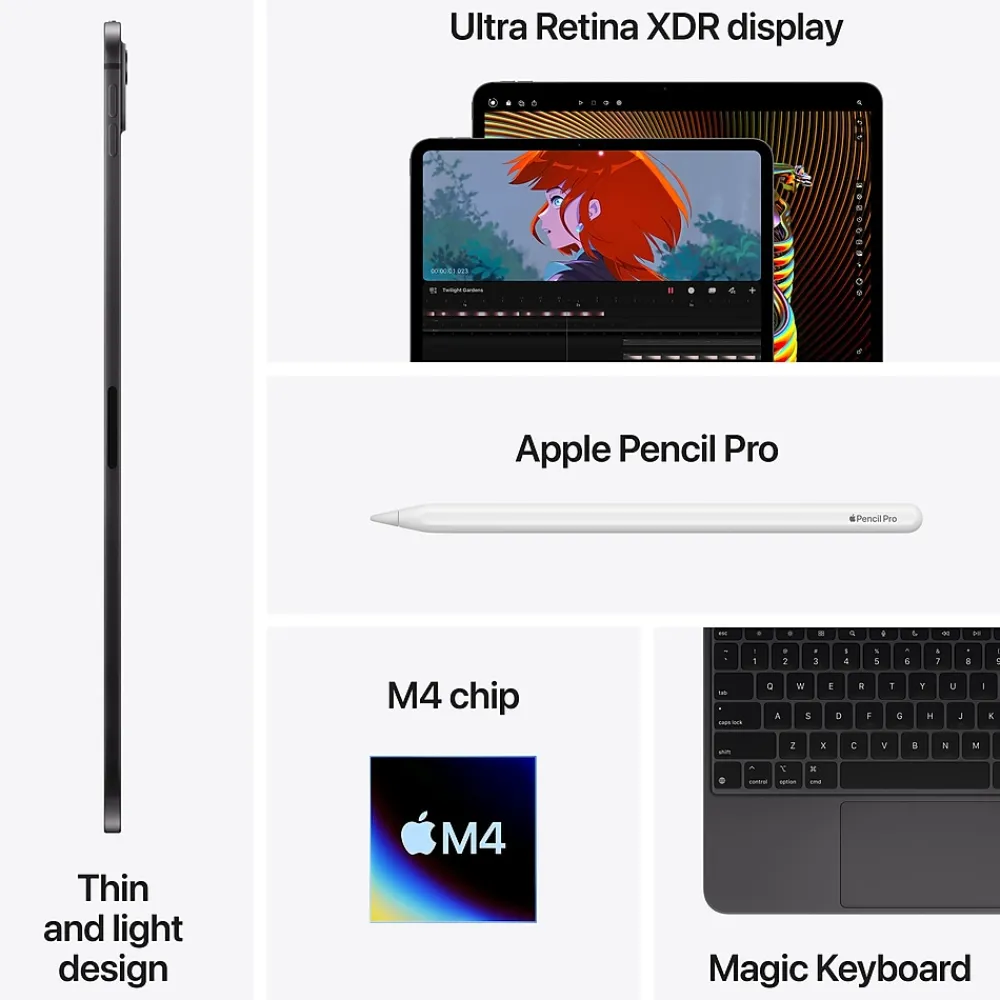 iPad Pro M4 Chip 11" Tablet, WiFi, 256GB, Silver (MVV93LL/A)<Apple New