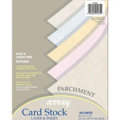 Card Stock*Array 65 lb. Cardstock Paper, 8.5" x 11", Assorted Colors, 100 Sheets/Pack (101235)