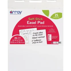 Easel Paper Pads*Array ® Easel Pad, Self-Adhesive, White, Self-Adhesive, 20" x 23", 25 Sheets, Pack of 2 (PACSP2023-2)