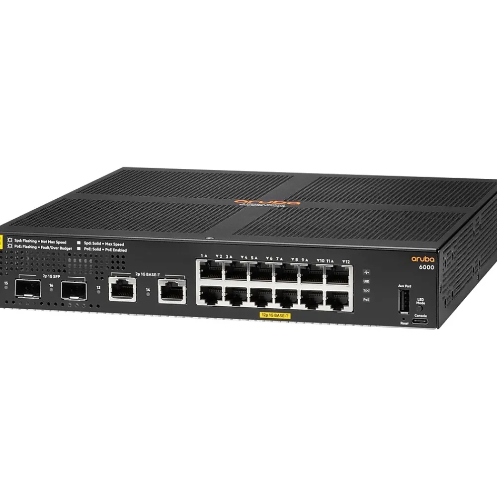 Outlet Aruba 6000 12-port 1GbE PoE Layer 2 Switch, Black (R8N89A#ABA)