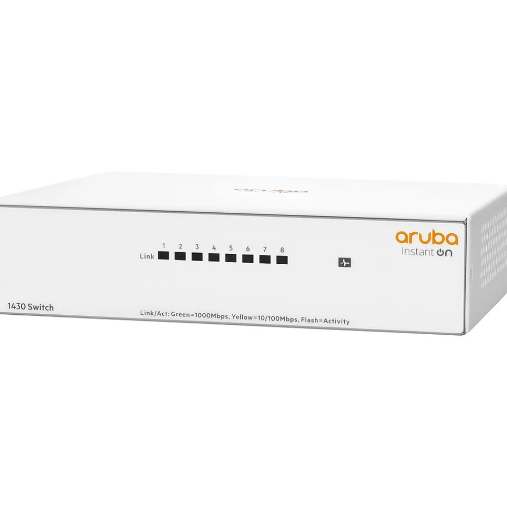 New Aruba 1430 8-Port Gigabit Ethernet Unmanaged Switch, White (R8R45A#ABA)