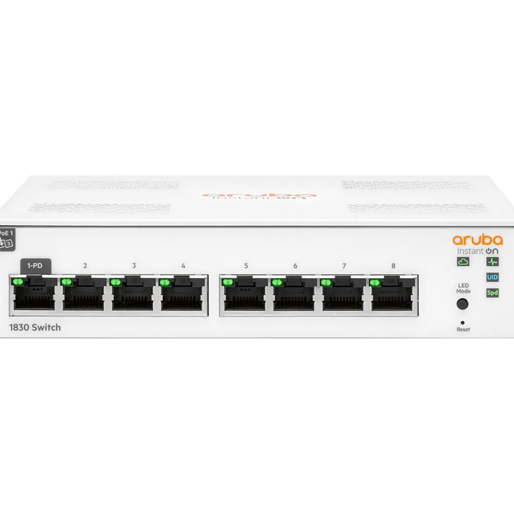 Hot Aruba Instant On 1830 8-Port Gigabit Ethernet Managed Switch, 10/100/1000 Mbps, White (JL810A#ABA)