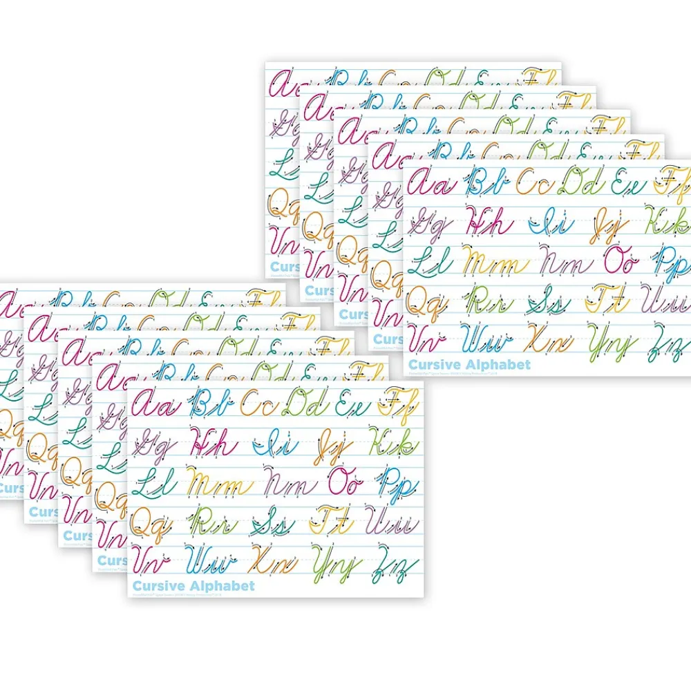 Dry Erase*Ashley Productions® Smart Poly® PosterMat Pals® Space Savers Traditional Cursive, 13" x 9.5", Pack of 10 (ASH97008)