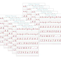 Dry Erase*Ashley Productions® Smart Poly® PosterMat Pals® Space Savers D'Nealian Manuscript, 13" x 9.5", Pack of 10 (ASH97009)