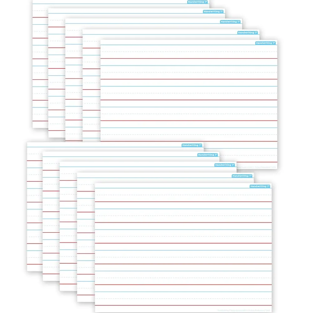 Dry Erase*Ashley Productions® Smart Poly® PosterMat Pals® Space Savers Handwriting, 1" Ruling, 13" x 9.5", Pack of 10 (ASH97001)