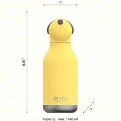 ASOBU Bestie Bottle Dog Stainless Steel Vacuum Insulated Water Bottle, 16 oz., Yellow (ADNASBV44DO)